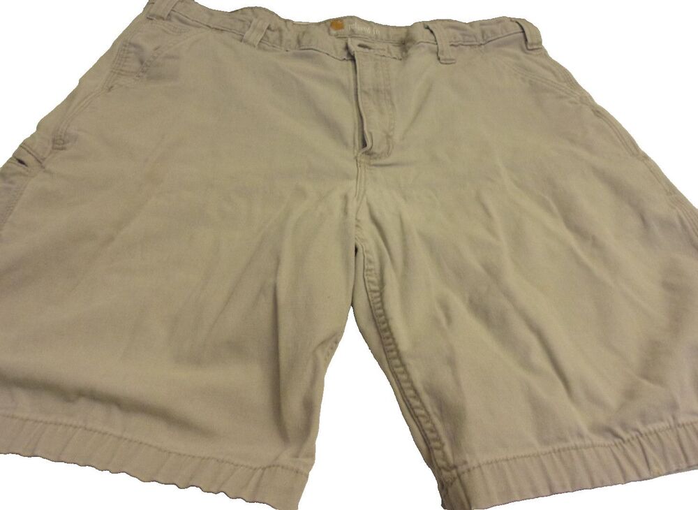 Carhartt Twill Khaki Shorts Sz. 38 Cotton Spandex Stretch  Relaxed Fit